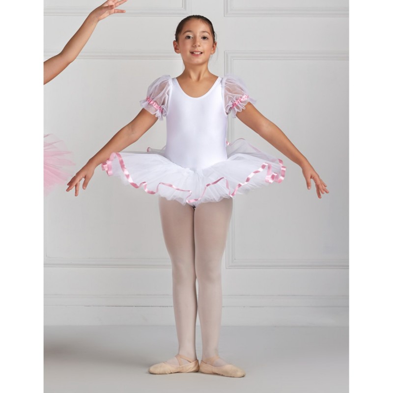 3 Fili Tulle Gonna Bianco e Rosa Idea Regalo Natale e Compleanno Bretelle Regolabili Balletto Body Ballerina Bimba tutù Danza Classica Bambina 